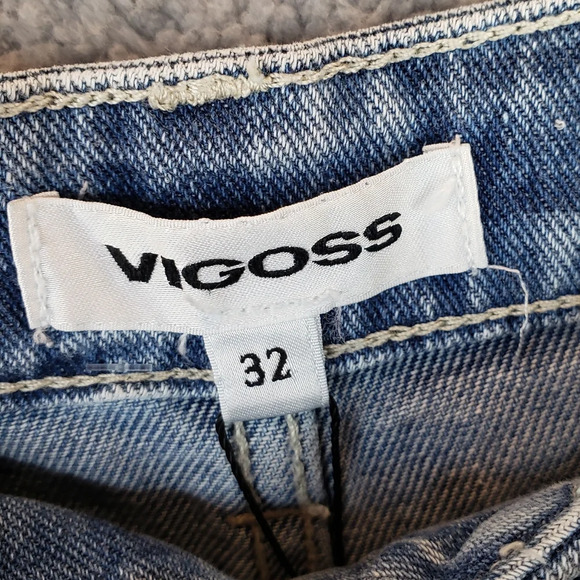 Vigoss Checker Print High Rise Raw Hem Denim Shorts Sz 32 - Picture 4 of 12